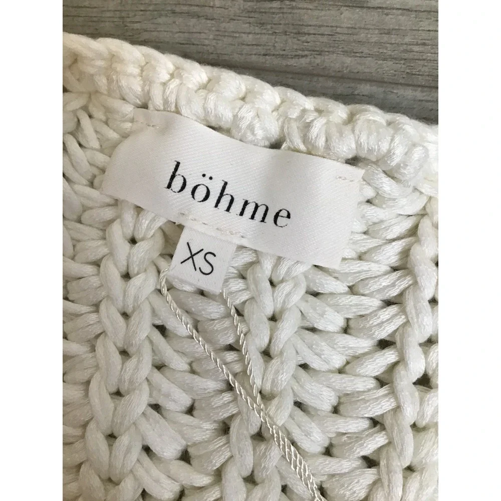 Bohme Women's Ivory Brenda Stretch Chunky Knit Cardigan Size XS‎ NWT